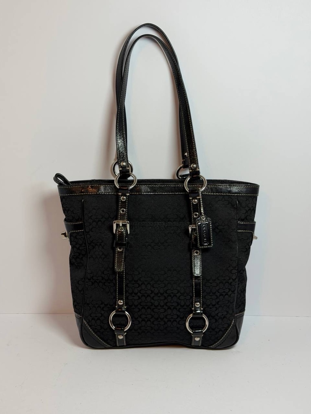 Coach Signature Gallery Black Jacquard Micro C Monogram Tote